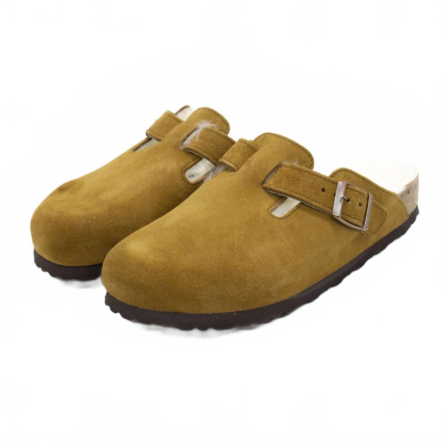 New Birkenstock Women's Boston Shearling Suede Clogs In Mink